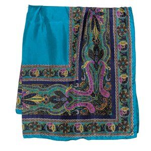 Women’s Paisley Satin Scarf Teal, Blue, Purple, Pink, Yellow